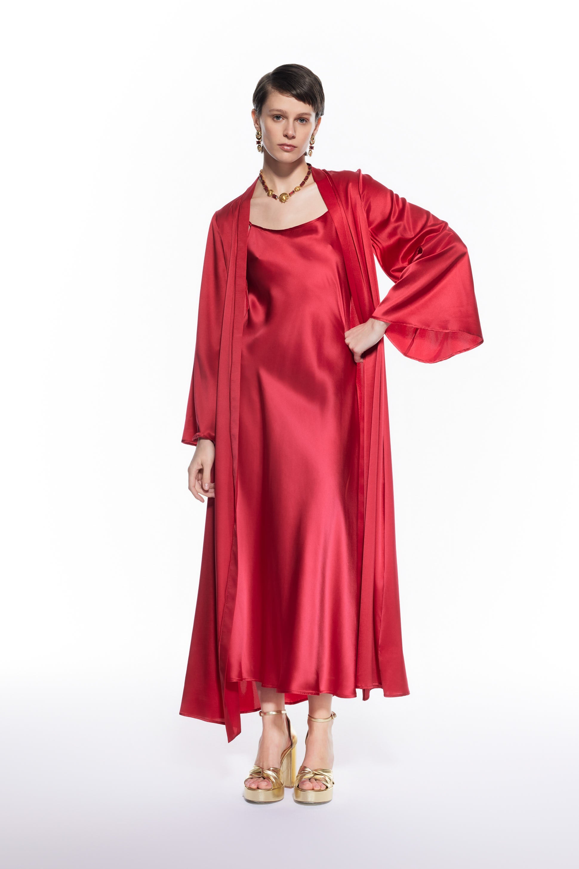Dian Silk Robe Red