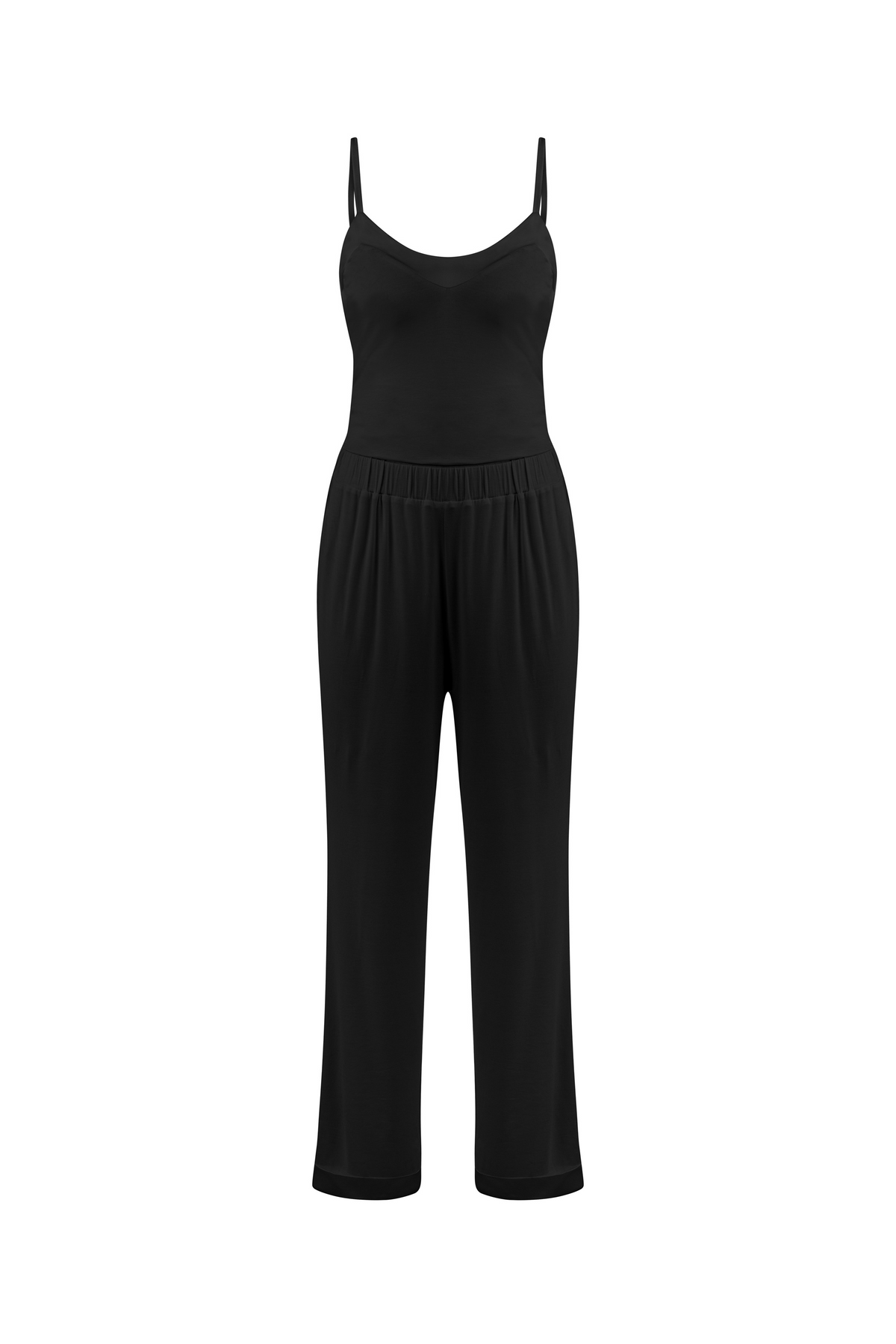 Modal Strap Pajama Set Black
