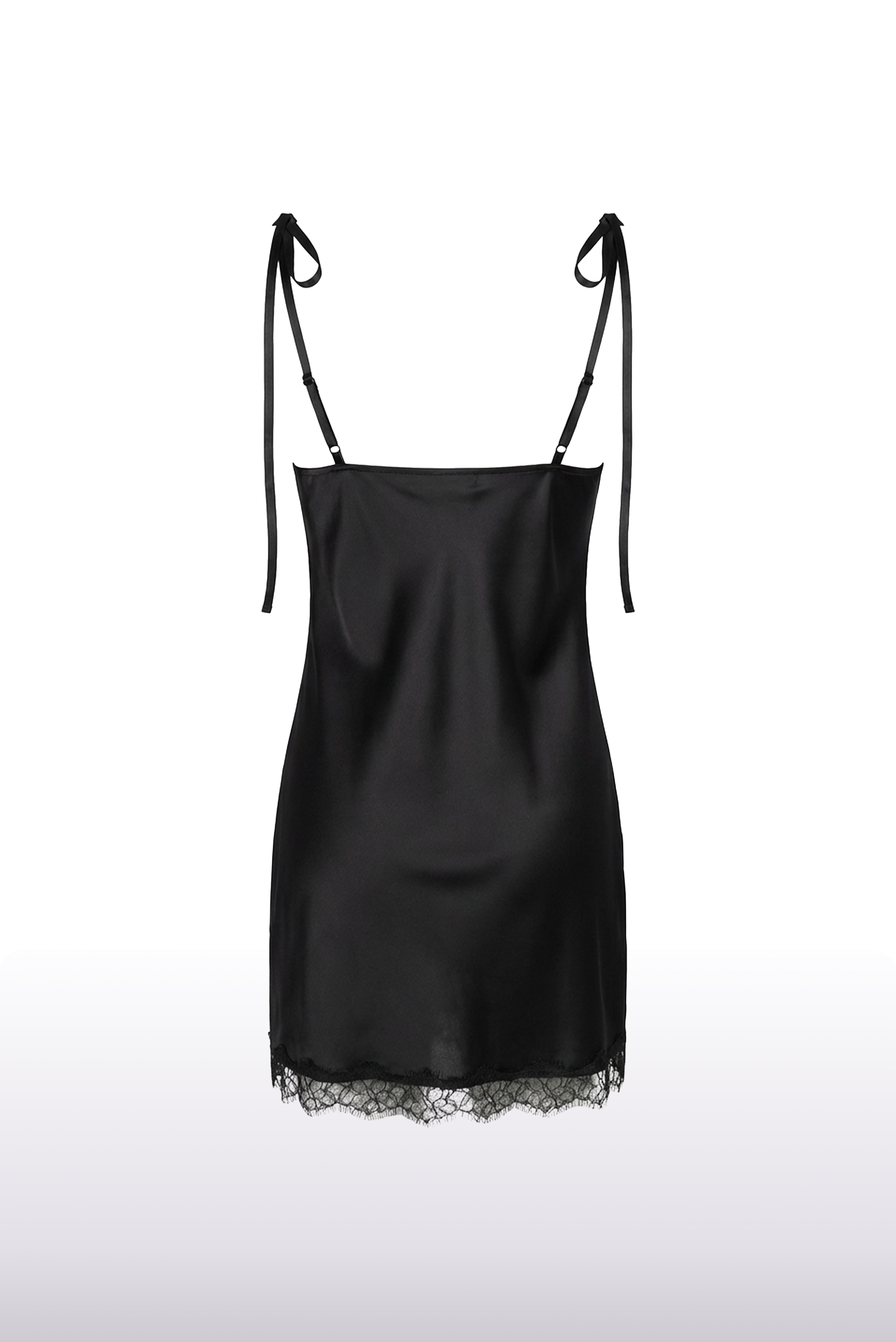 Midnight Lace Silk Dress Black