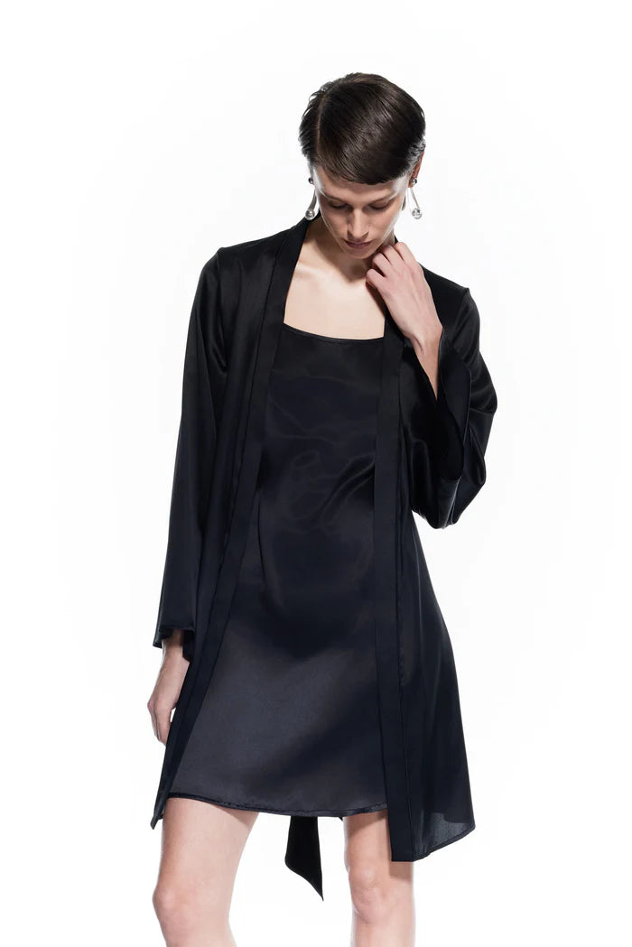 Anya Silk Robe Black