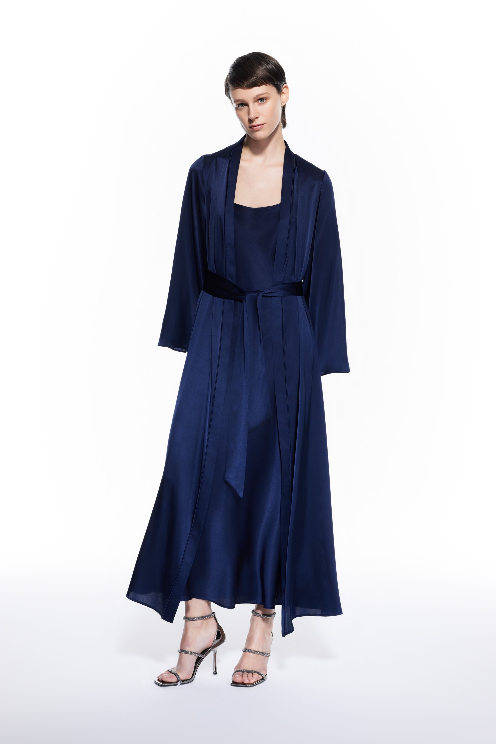 Dian Silk Robe Navy Blue