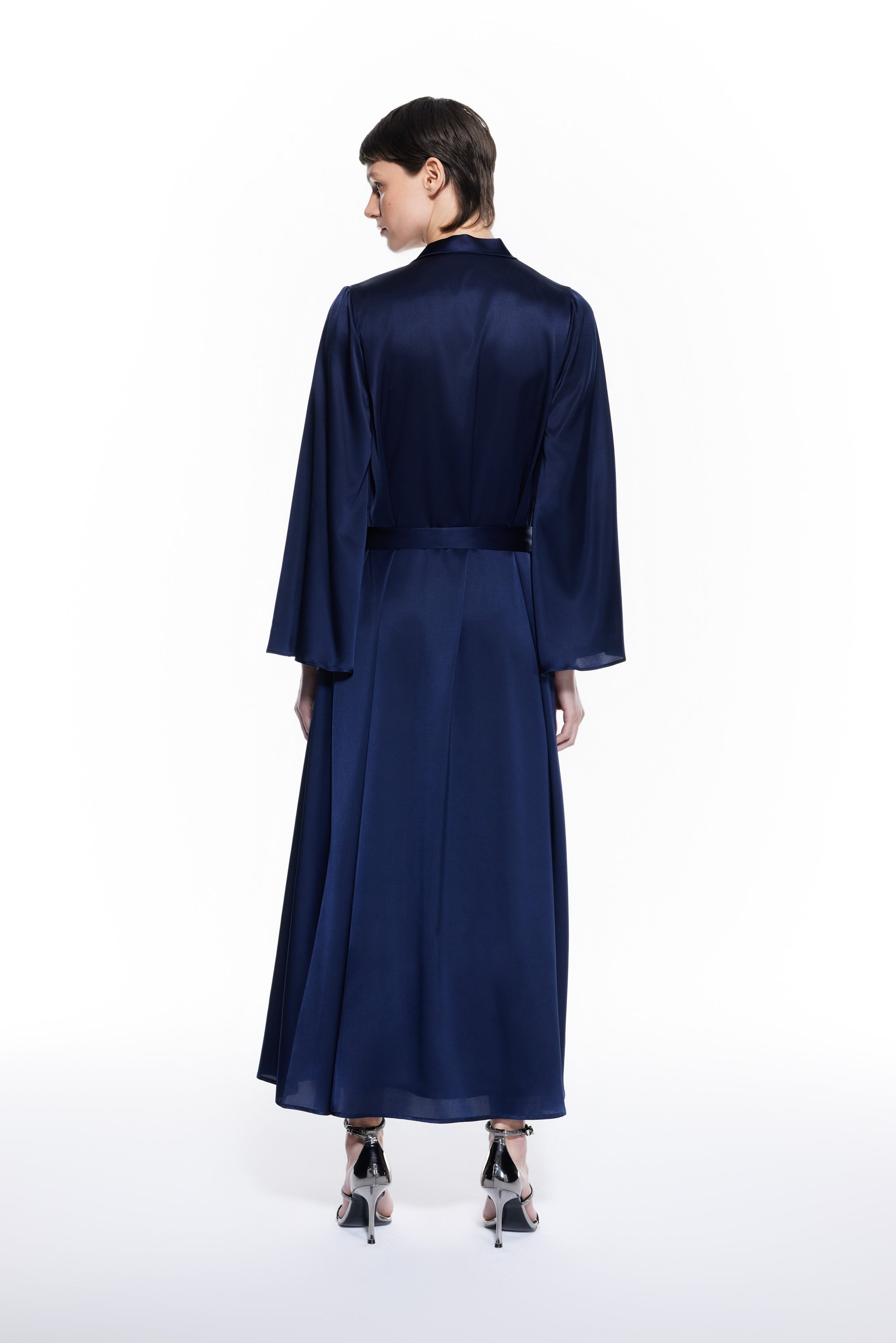 Dian Silk Robe Navy Blue