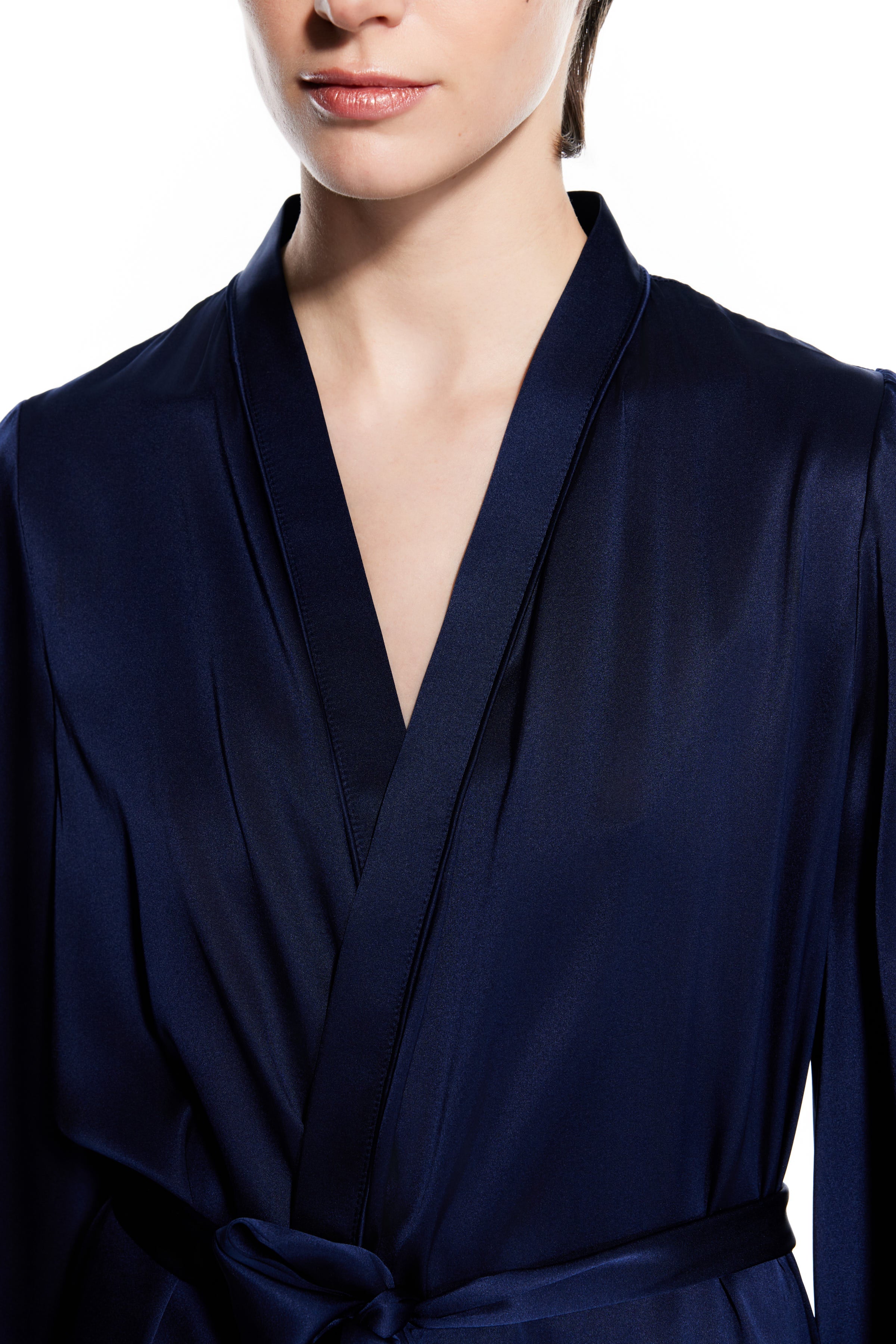 Dian Silk Robe Navy Blue