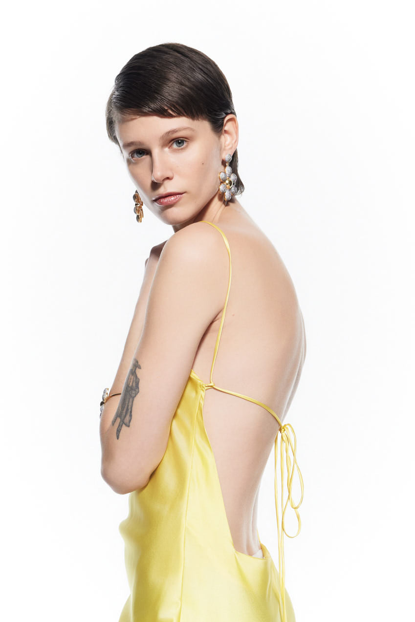 Suad Silk Dress Yellow