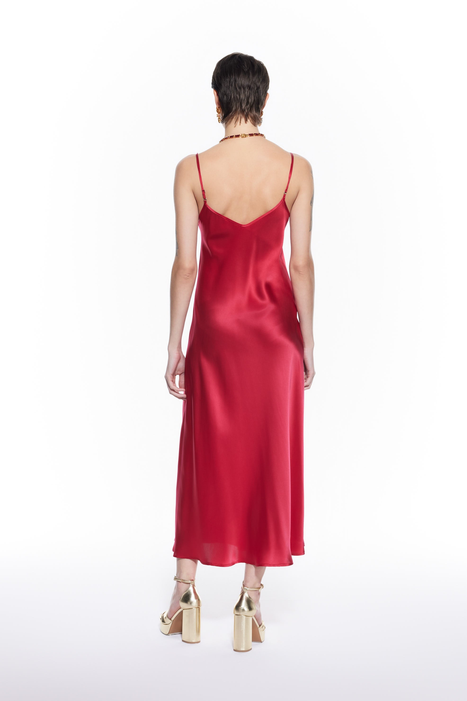Dian Red Silk Long Dress.
