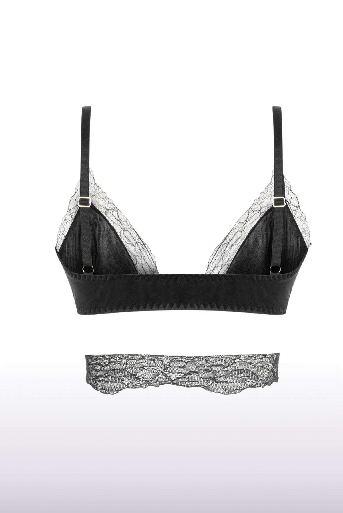 Clara Black Silk and Lace Front-Closure Bra