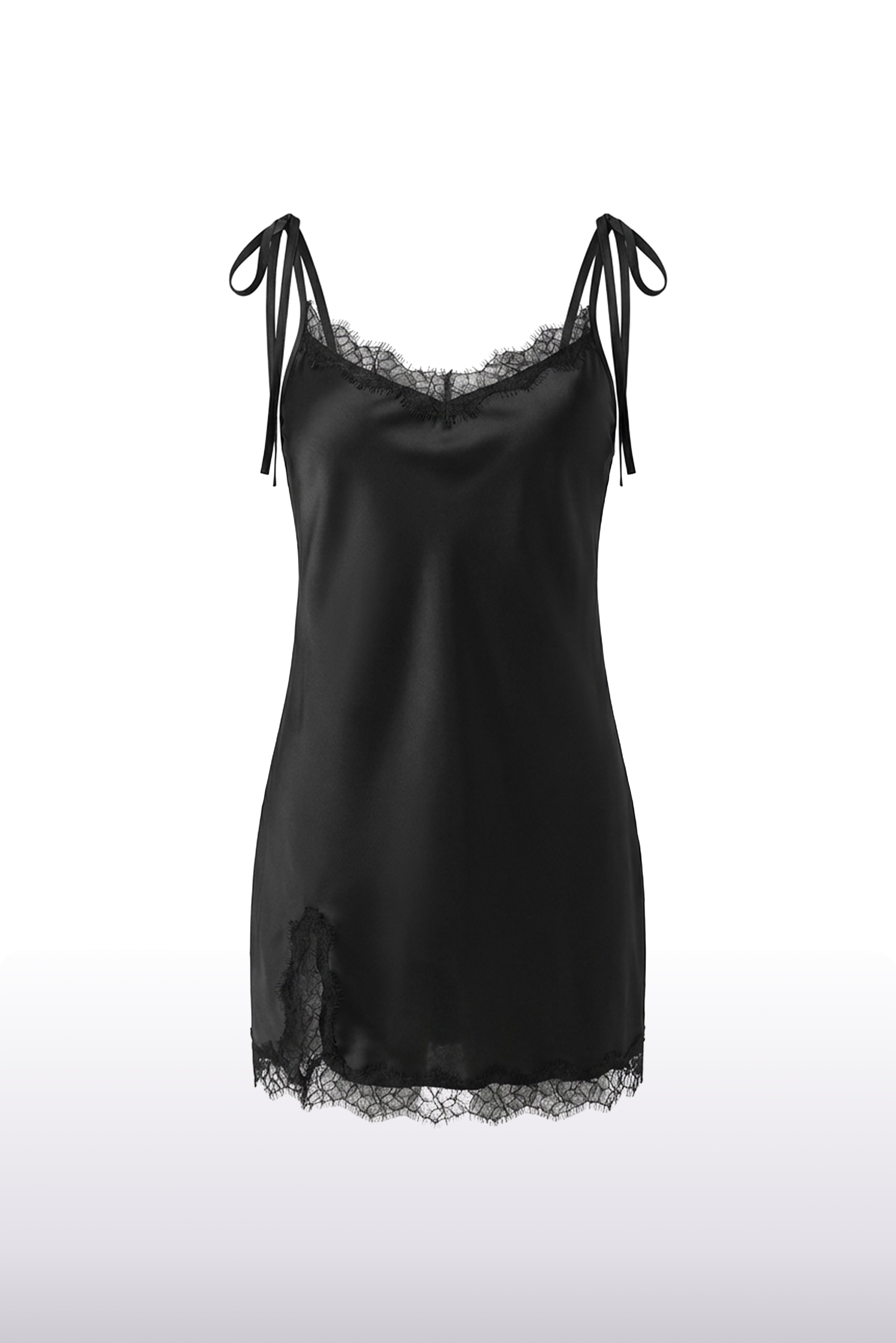 Midnight Lace Silk Dress Black