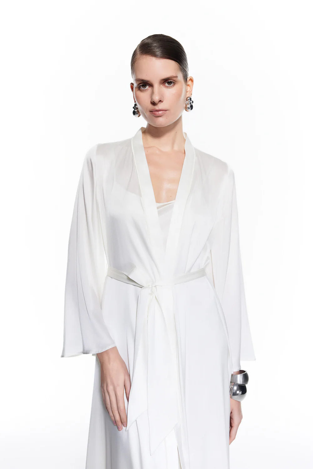 Dian Silk Robe Bridal White